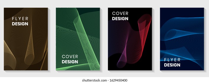 Minimum coverage of a vector. Cover design. Set of modern abstract musical backgrounds. Sound flyer for creating a fashionable cover, banner, poster, booklet