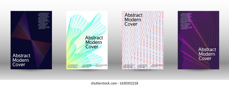 Minimum coverage of a vector. Cover design template set of a with abstract gradient linear waves. Sound flyer for creating a fashionable abstract cover, banner, poster, booklet.
