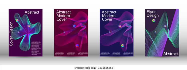 Minimum coverage of a vector. Cover design. Set of modern abstract musical backgrounds. Sound flyer for creating a fashionable  cover, banner, poster, booklet.