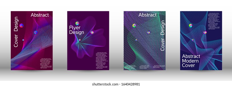 Minimum coverage of the vector. Cover design.  A set of modern abstract oblong objects from vector abstract lines.