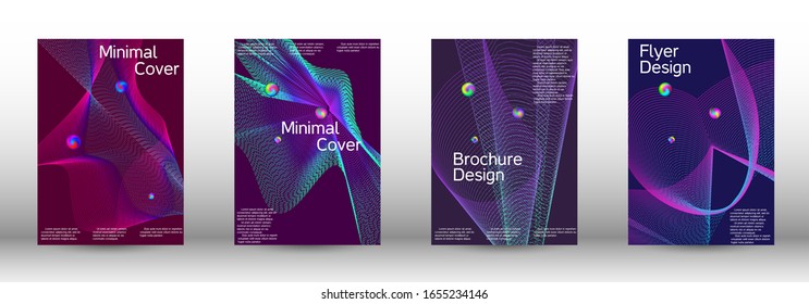 Minimum coverage of a vector. Cover design.  A set of modern abstract oblong objects from vector abstract lines.