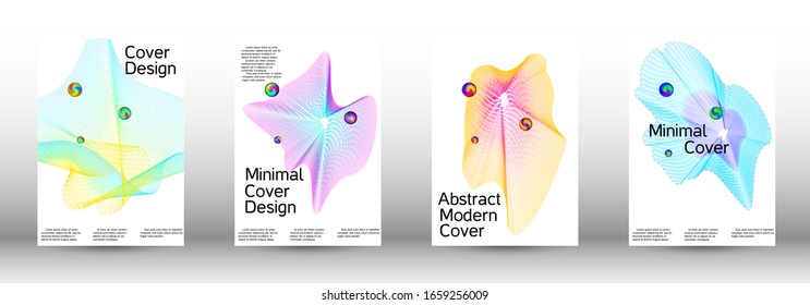 Minimum coverage of a vector. Cover design. A set of modern abstract covers. Minimal vector cover design with abstract lines.