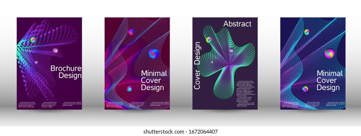 Minimum coverage of the vector. Cover design. Set of modern abstract musical backgrounds. Sound flyer for creating a fashionable  cover, banner, poster, booklet.