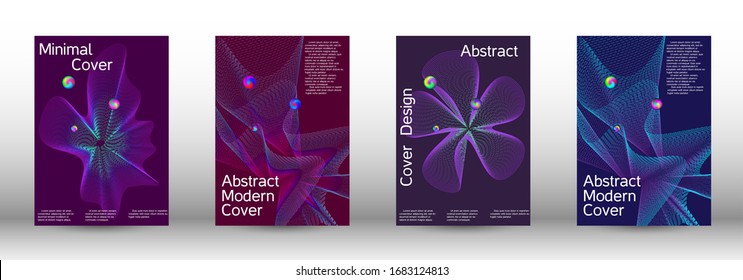 Minimum coverage of a vector. Cover design.  A set of modern abstract oblong objects from vector abstract lines.