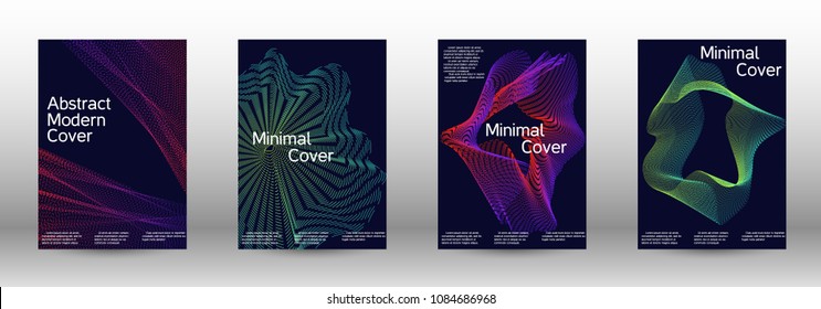 Minimum coverage of a vector. A set of modern abstract backgrounds with abstract gradient linear waves. Sound flyer for creating a fashionable abstract cover, banner, poster, booklet.