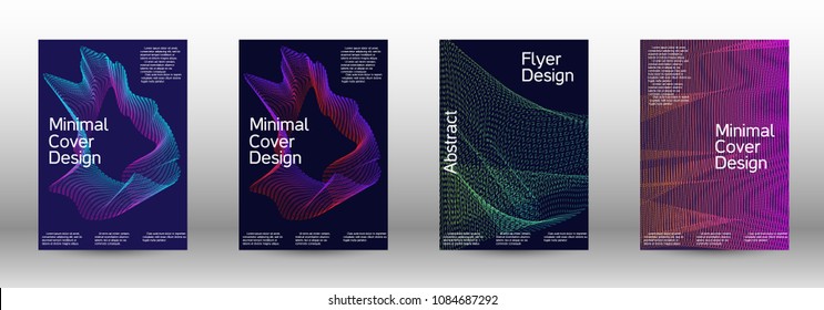 Minimum coverage of a vector. A set of modern abstract backgrounds with abstract gradient linear waves. Sound flyer for creating a fashionable abstract cover, banner, poster, booklet.