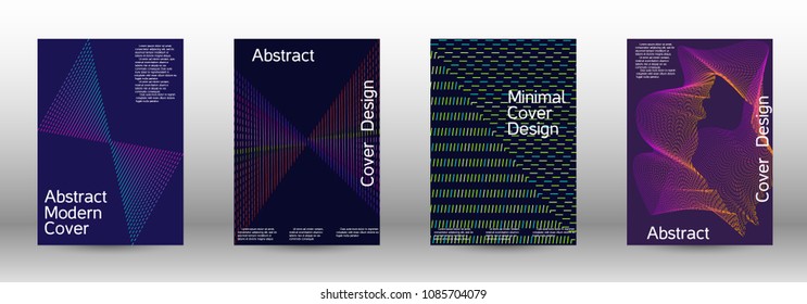 Minimum coverage of a vector. A set of modern abstract backgrounds with abstract gradient linear waves. Sound flyer for creating a fashionable abstract cover, banner, poster, booklet.
