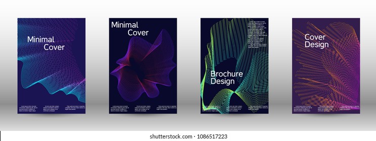 Minimum coverage of a vector. A set of modern abstract backgrounds with abstract gradient linear waves. Sound flyer for creating a fashionable abstract cover, banner, poster, booklet. svg