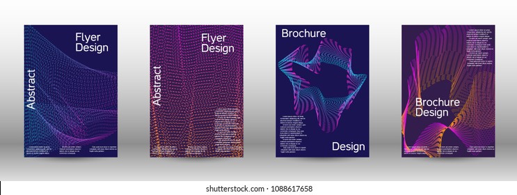 Minimum coverage of a vector. A set of modern abstract backgrounds with abstract gradient linear waves. Sound flyer for creating a fashionable abstract cover, banner, poster, booklet.