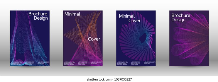 Minimum coverage of a vector. A set of modern abstract backgrounds with abstract gradient linear waves. Sound flyer for creating a fashionable abstract cover, banner, poster, booklet.