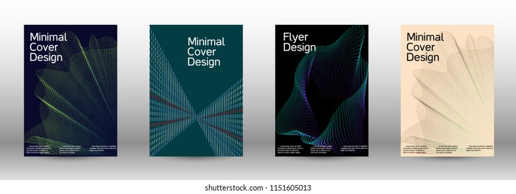 Minimum coverage of a vector. A set of modern abstract backgrounds with abstract gradient linear waves. Fashionable style.  Suitable for creating a fashionable abstract cover, banner, poster.