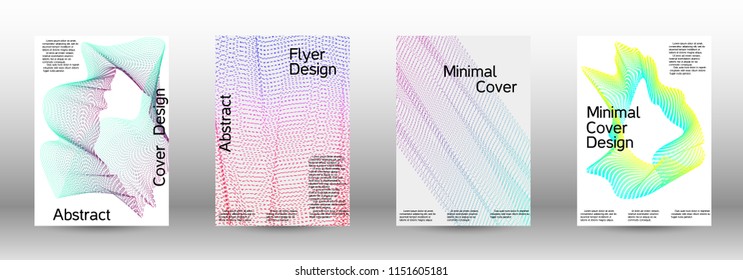 Minimum coverage of a vector. A set of modern abstract backgrounds with abstract gradient linear waves. Fashionable style.  Suitable for creating a fashionable abstract cover, banner, poster.