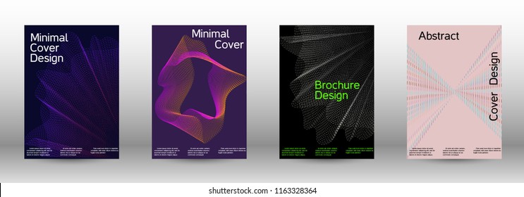 Minimum coverage of a vector. A set of modern abstract backgrounds with abstract gradient linear waves. Fashionable style.  Suitable for creating a fashionable abstract cover, banner, poster.