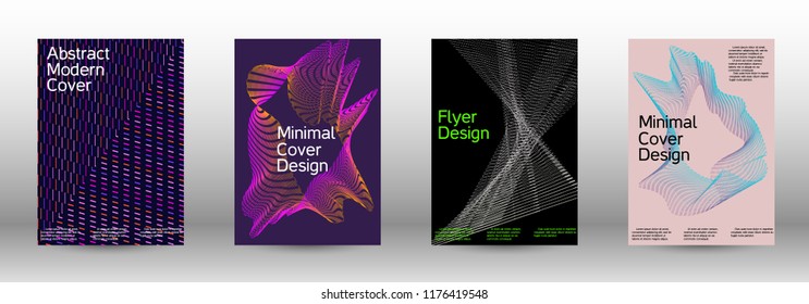 Minimum coverage of a vector. A set of modern abstract backgrounds with abstract gradient linear waves. Fashionable style.  Sound flyer for creating a fashionable abstract cover, banner,poster.