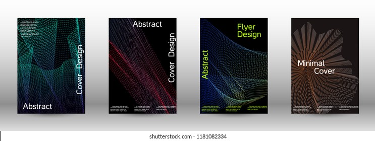 Minimum coverage of a vector. A set of modern abstract backgrounds with abstract gradient linear waves. Fashionable style.  Sound flyer for creating a fashionable abstract cover, banner,poster.