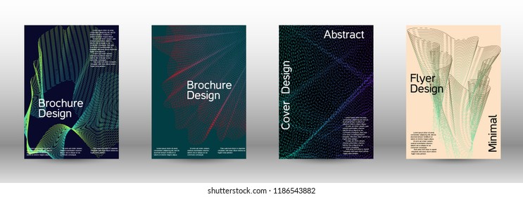 Minimum coverage of a vector. A set of modern abstract backgrounds with abstract gradient linear waves. Fashionable style.  Suitable for creating a fashionable abstract cover, banner, poster.