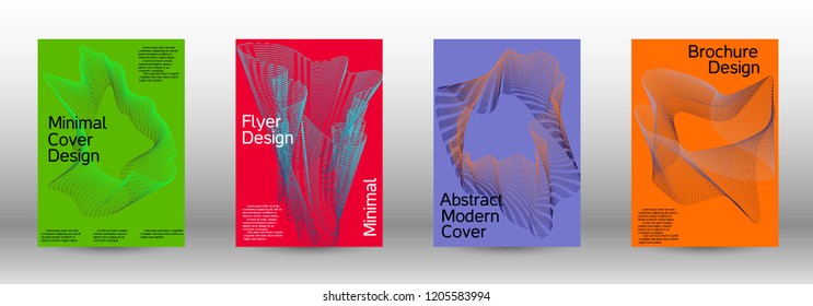 Minimum coverage of a vector. A set of modern abstract backgrounds with abstract gradient linear waves. Fashionable style.  Sound flyer for creating a fashionable abstract cover, banner,poster.