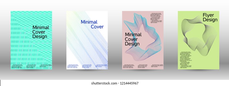 Minimum coverage of a vector. A set of modern abstract backgrounds with abstract gradient linear waves. Fashionable style.  Suitable for creating a fashionable abstract cover, banner, poster.