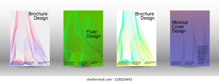 Minimum coverage of a vector. A set of modern abstract backgrounds with abstract gradient linear waves. Fashionable style.  Sound flyer for creating a fashionable abstract cover, banner,poster.