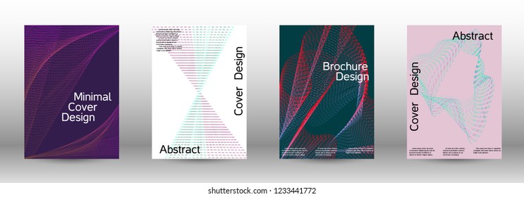 Minimum coverage of a vector. A set of modern abstract backgrounds with abstract gradient linear waves. Fashionable style.  Sound flyer for creating a fashionable abstract cover, banner,poster.
