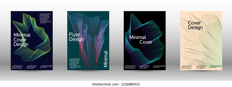 Minimum coverage of a vector. A set of modern abstract backgrounds with abstract gradient linear waves. Fashionable style.  Sound flyer for creating a fashionable abstract cover, banner,poster.