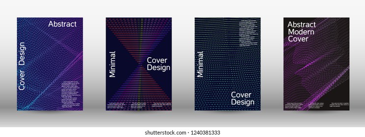 Minimum coverage of a vector. A set of modern abstract backgrounds with abstract gradient linear waves. Sound flyer for creating a fashionable abstract cover, banner, poster, booklet.