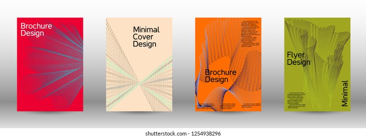 Minimum coverage of a vector. A set of modern abstract backgrounds with abstract gradient linear waves. Fashionable style.  Sound flyer for creating a fashionable abstract cover, banner,poster.