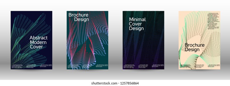 Minimum coverage of a vector. A set of modern abstract backgrounds with abstract gradient linear waves. Fashionable style.  Suitable for creating a fashionable abstract cover, banner, poster.