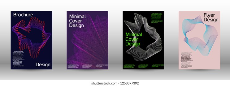 Minimum coverage of a vector. A set of modern abstract backgrounds with abstract gradient linear waves. Fashionable style.  Suitable for creating a fashionable abstract cover, banner, poster.