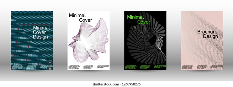 Minimum coverage of a vector. A set of modern abstract backgrounds with abstract gradient linear waves. Fashionable style.  Suitable for creating a fashionable abstract cover, banner, poster.