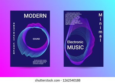 Minimum coverage of a vector. A set of modern abstract backgrounds with abstract gradient linear waves. Sound flyer for creating a fashionable abstract cover, banner, poster, booklet.