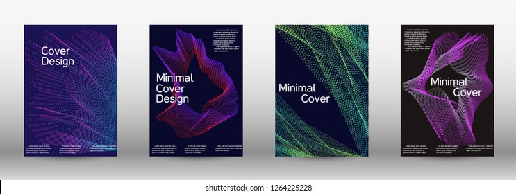 Minimum coverage of a vector. A set of modern abstract backgrounds with abstract gradient linear waves. Sound flyer for creating a fashionable abstract cover, banner, poster, booklet.