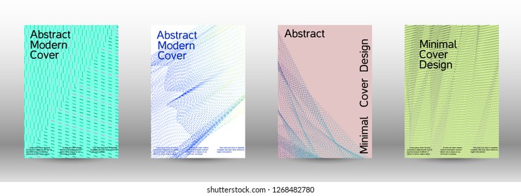 Minimum coverage of a vector. A set of modern abstract backgrounds with abstract gradient linear waves. Fashionable style.  Suitable for creating a fashionable abstract cover, banner, poster.