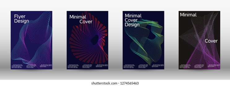 Minimum coverage of a vector. A set of modern abstract backgrounds with abstract gradient linear waves. Sound flyer for creating a fashionable abstract cover, banner, poster, booklet.