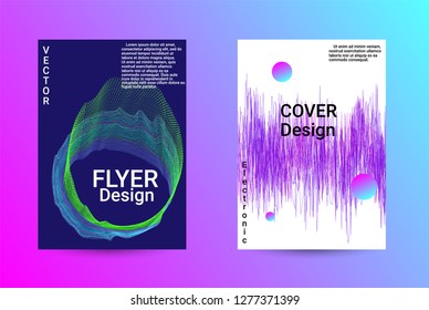 Minimum coverage of a vector. A set of modern abstract backgrounds with abstract gradient linear waves. Sound flyer for creating a fashionable abstract cover, banner, poster, booklet.