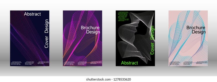 Minimum coverage of a vector. A set of modern abstract backgrounds with abstract gradient linear waves. Fashionable style.  Sound flyer for creating a fashionable abstract cover, banner,poster.