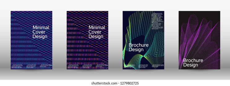 Minimum coverage of a vector. A set of modern abstract backgrounds with abstract gradient linear waves. Sound flyer for creating a fashionable abstract cover, banner, poster, booklet.