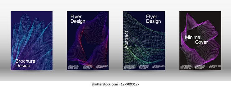 Minimum coverage of a vector. A set of modern abstract backgrounds with abstract gradient linear waves. Sound flyer for creating a fashionable abstract cover, banner, poster, booklet.