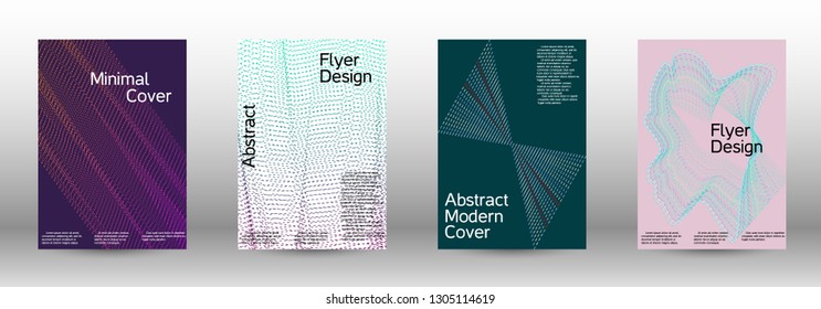 Minimum coverage of a vector. A set of modern abstract backgrounds with abstract gradient linear waves. Fashionable style.  Suitable for creating a fashionable abstract cover, banner, poster.