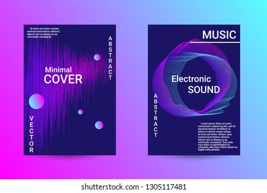 Minimum coverage of a vector. A set of modern abstract backgrounds with abstract gradient linear waves. Sound flyer for creating a fashionable abstract cover, banner, poster, booklet.