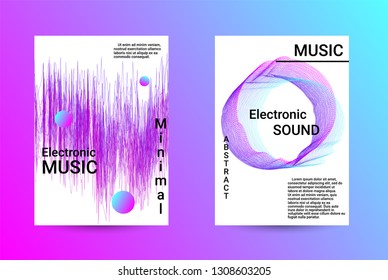 Minimum coverage of a vector. A set of modern abstract backgrounds with abstract gradient linear waves. Sound flyer for creating a fashionable abstract cover, banner, poster, booklet.