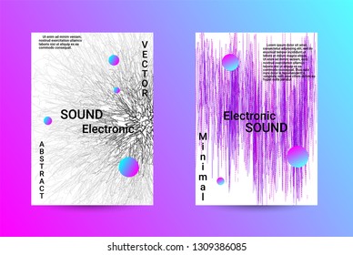 Minimum coverage of a vector. A set of modern abstract backgrounds with abstract gradient linear waves. Sound flyer for creating a fashionable abstract cover, banner, poster, booklet.