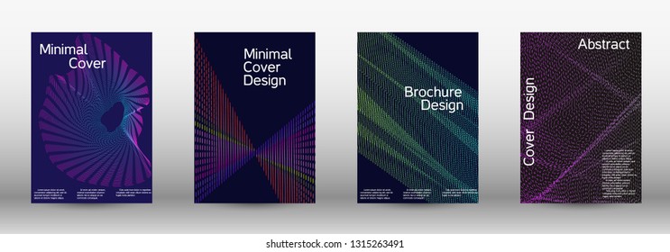 Minimum coverage of a vector. A set of modern abstract backgrounds with abstract gradient linear waves. Sound flyer for creating a fashionable abstract cover, banner, poster, booklet.