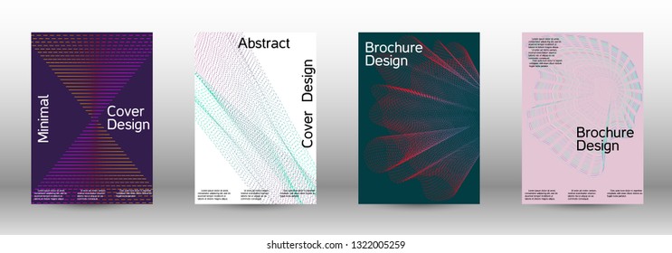 Minimum coverage of a vector. A set of modern abstract backgrounds with abstract gradient linear waves. Fashionable style.  Sound flyer for creating a fashionable abstract cover, banner,poster.