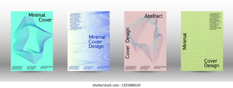 Minimum coverage of a vector. A set of modern abstract backgrounds with abstract gradient linear waves. Fashionable style.  Suitable for creating a fashionable abstract cover, banner, poster.
