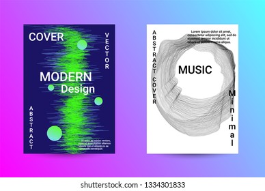 Minimum coverage of a vector. A set of modern abstract backgrounds with abstract gradient linear waves. Sound flyer for creating a fashionable abstract cover, banner, poster, booklet.