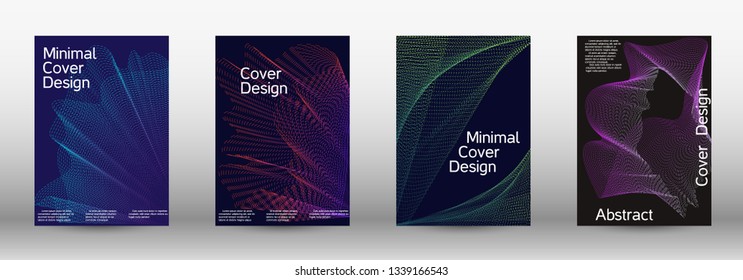 Minimum coverage of a vector. A set of modern abstract backgrounds with abstract gradient linear waves. Sound flyer for creating a fashionable abstract cover, banner, poster, booklet.