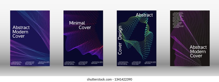 Minimum coverage of a vector. A set of modern abstract backgrounds with abstract gradient linear waves. Sound flyer for creating a fashionable abstract cover, banner, poster, booklet.