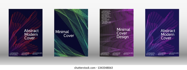 Minimum coverage of a vector. A set of modern abstract backgrounds with abstract gradient linear waves. Sound flyer for creating a fashionable abstract cover, banner, poster, booklet.