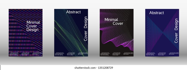 Minimum coverage of a vector. A set of modern abstract backgrounds with abstract gradient linear waves. Sound flyer for creating a fashionable abstract cover, banner, poster, booklet.